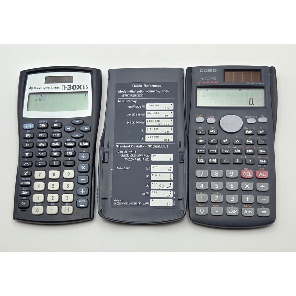 Solar Casio S-V.P.A.M FX-300MS & Texas Instruments TI-30XIIS Tested And Working
